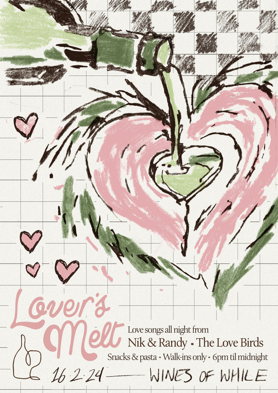 image: a poster for Lover's Melt, illustrated by Jeffrey Annert.